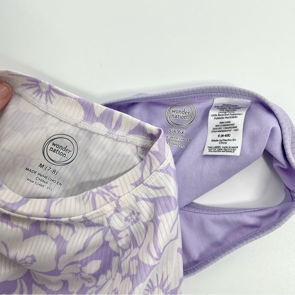 Girls One-Piece Wonder Nation Swimsuit Bundle Floral Rash Guard Monokini Size 7 - Picture 11 of 11